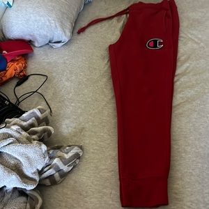 Mens Small, red champion sweat pants
